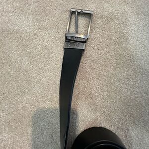 Black Leather Belt with Silver Buckle